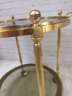 Mid Century Gold Drinks Trolley Brass 2 tier Bar Cart Cocktail Tea Tray