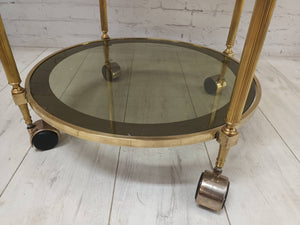 Mid Century Gold Drinks Trolley Brass 2 tier Bar Cart Cocktail Tea Tray