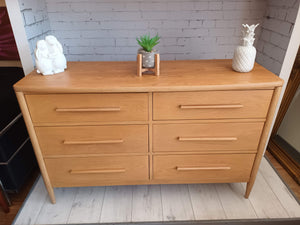 Vintage Mid Century Ercol Chiltern Chest of Drawers Sideboard Solid Oak Blonde Retro