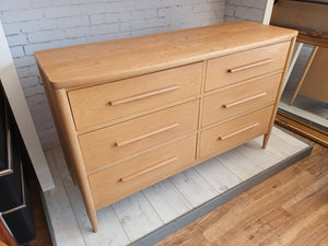 Vintage Mid Century Ercol Chiltern Chest of Drawers Sideboard Solid Oak Blonde Retro
