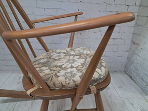 Vintage Mid Century Ercol Small Rocking Chair Light Elm Wood Frame Windsor Chair Armchair 1970's