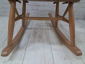 Vintage Mid Century Ercol Small Rocking Chair Light Elm Wood Frame Windsor Chair Armchair 1970's