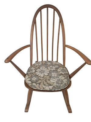 Vintage Mid Century Ercol Small Rocking Chair Light Elm Wood Frame Windsor Chair Armchair 1970's