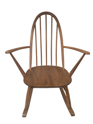 Vintage Mid Century Ercol Small Rocking Chair Light Elm Wood Frame Windsor Chair Armchair 1970's