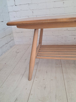 Mid Century Ercol Plank Coffee Table Solid Elm Vintage Retro Restored 1970