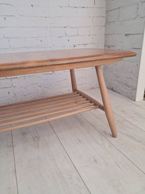 Mid Century Ercol Plank Coffee Table Solid Elm Vintage Retro Restored 1970