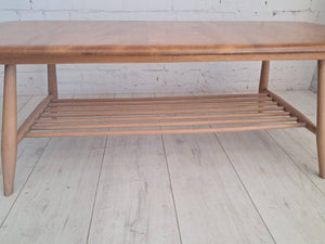 Mid Century Ercol Plank Coffee Table Solid Elm Vintage Retro Restored 1970