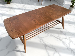 Mid Century Ercol Plank Coffee Table Solid Elm Vintage Retro Restored 1970