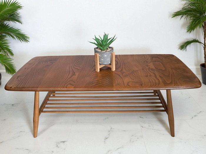 Mid Century Ercol Plank Coffee Table Solid Elm Vintage Retro Restored 1970