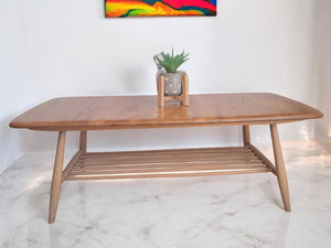 Mid Century Ercol Plank Coffee Table Solid Elm Vintage Retro Restored 1970