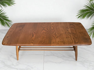 Mid Century Ercol Plank Coffee Table Solid Elm Vintage Retro Restored 1970