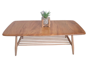 Mid Century Ercol Plank Coffee Table Solid Elm Vintage Retro Restored 1970