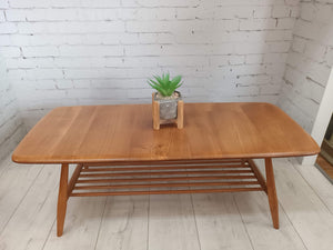 Mid Century Ercol Plank Coffee Table Solid Elm Vintage Retro Restored