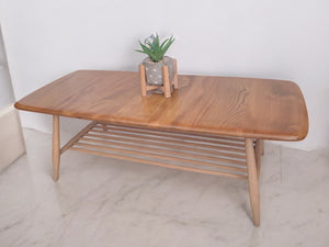 Mid Century Ercol Plank Coffee Table Solid Elm Vintage Retro Restored 1970