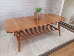 Mid Century Ercol Plank Coffee Table Solid Elm Vintage Retro Restored