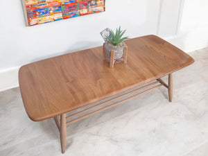 Mid Century Ercol Plank Coffee Table Solid Elm Vintage Retro Restored 1970