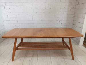 Mid Century Ercol Plank Coffee Table Solid Elm Vintage Retro Restored