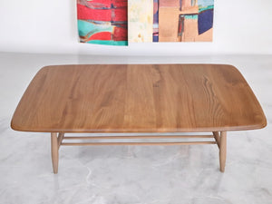 Mid Century Ercol Plank Coffee Table Solid Elm Vintage Retro Restored 1970