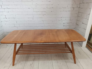 Mid Century Ercol Plank Coffee Table Solid Elm Vintage Retro Restored