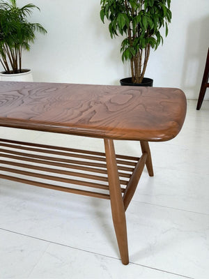 Mid Century Ercol Plank Coffee Table Solid Elm Vintage Retro Restored 1970
