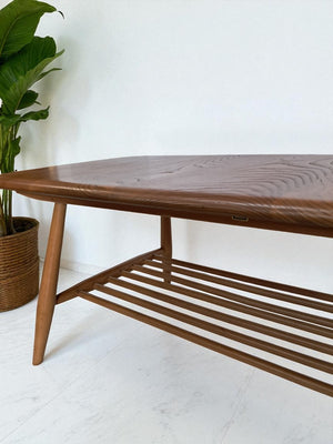 Mid Century Ercol Plank Coffee Table Solid Elm Vintage Retro Restored 1970
