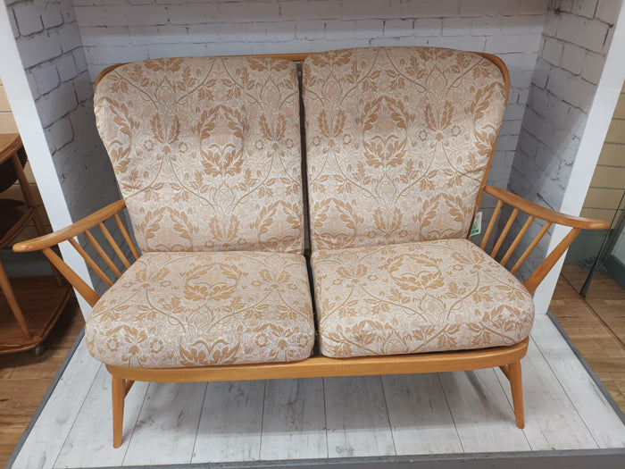Vintage Ercol Sofa Settee 2 Seater Evergreen Mid Century High Back Blonde Wood