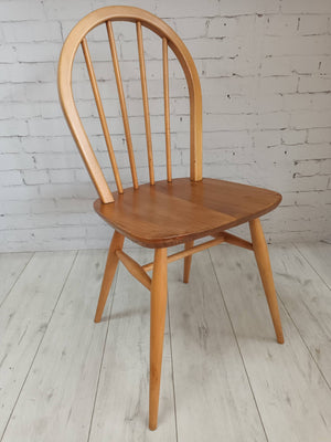 Vintage Ercol Windsor Dining Chairs  x 6 - Light Elm Mid Century Chairs VGC