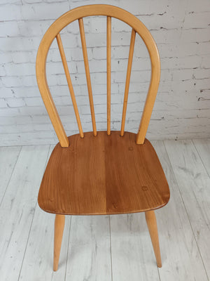 Vintage Ercol Windsor Dining Chairs  x 6 - Light Elm Mid Century Chairs VGC