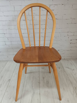 Vintage Ercol Windsor Dining Chairs  x 6 - Light Elm Mid Century Chairs VGC