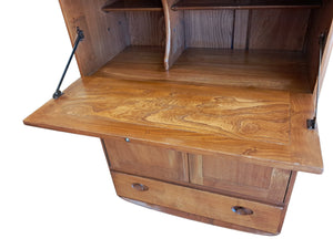 Vintage Ercol 469 Elm Writing Bureau Desk Drinks Cupboard | Mid Century Cocktail Cabinet