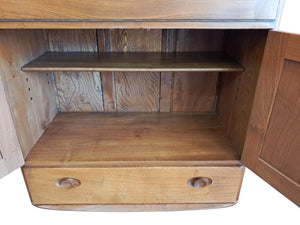 Vintage Ercol 469 Elm Writing Bureau Desk Drinks Cupboard | Mid Century Cocktail Cabinet