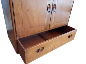 Vintage Ercol 469 Elm Writing Bureau Desk Drinks Cupboard | Mid Century Cocktail Cabinet