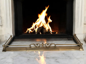 Antique Victorian Large Brass Fender Fireplace Decorative Art Nouveau Fire Surround