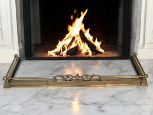 Antique Victorian Large Brass Fender Fireplace Decorative Art Nouveau Fire Surround