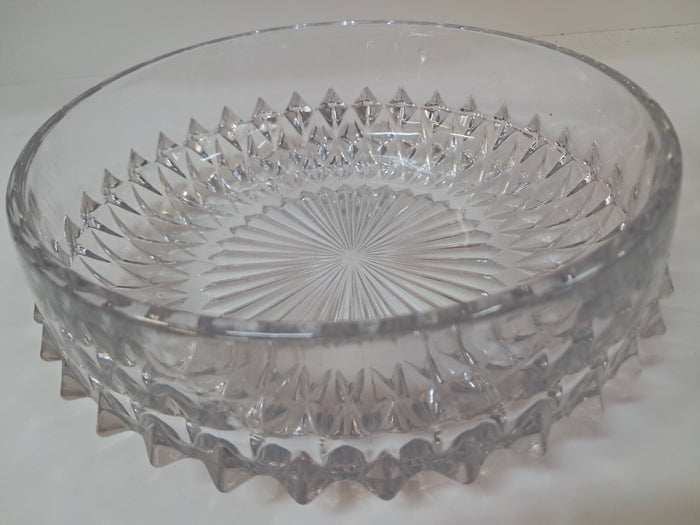 Mid Century Cut Glass Fruit Bowl Trifle Serving Bowl 1970 Heavy Quality
