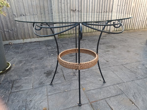 Vintage Wrought Iron Garden Patio Bistro Set Table & 2 Chairs Ornate Quality