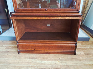 Antique Globe Wernicke Oak Three Stack Modular Bookcase Barrister c1899