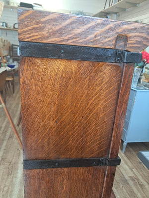 Antique Globe Wernicke Oak Three Stack Modular Bookcase Barrister c1899