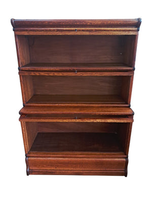 Antique Globe Wernicke Oak Three Stack Modular Bookcase Barrister c1899