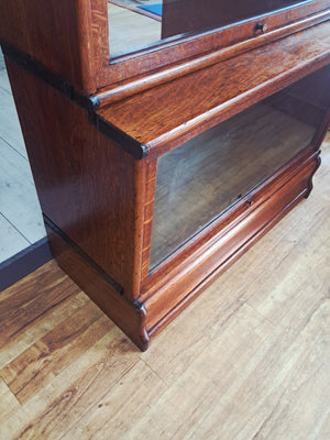 Antique Globe Wernicke Oak Three Stack Modular Bookcase Barrister c1899