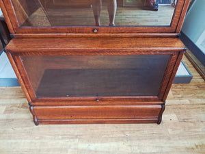 Antique Globe Wernicke Oak Three Stack Modular Bookcase Barrister c1899