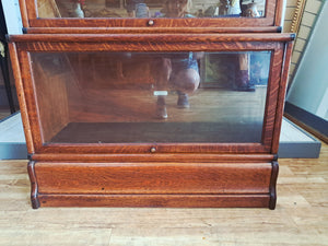 Antique Globe Wernicke Oak Three Stack Modular Bookcase Barrister c1899