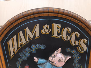 Vintage Wooden Cafe Restaurant Sign Ham & Eggs Hand Painted Decor Sign Bar Display