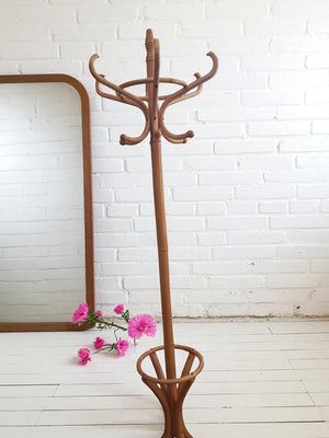 Vintage Bentwood Coat Stand / Hall Hat Stick Umbrella Stand Antique Thonet Style Beech 1980