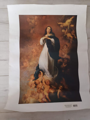 Vintage Immaculate Conception Fine Art Rolled Canvas Giglée Print Religious 1980