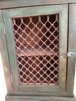 Antique Vintage Indian Cupboard Wooden Iron Jali Display Cabinet Shabby Chic