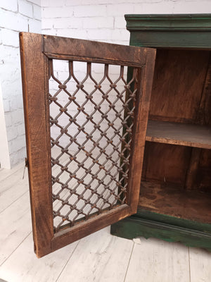 Antique Vintage Indian Cupboard Wooden Iron Jali Display Cabinet Shabby Chic