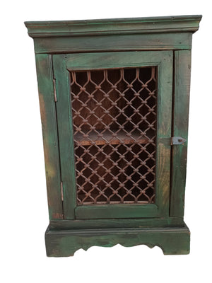 Antique Vintage Indian Cupboard Wooden Iron Jali Display Cabinet Shabby Chic