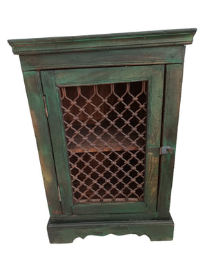 Antique Vintage Indian Cupboard Wooden Iron Jali Display Cabinet Shabby Chic