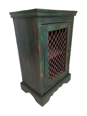 Antique Vintage Indian Cupboard Wooden Iron Jali Display Cabinet Shabby Chic